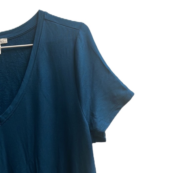 DAILY RITUAL, V-Neckline, Drawstring Waist, Cap Sleeves Romper, Dark Teal, L - Picture 4 of 9